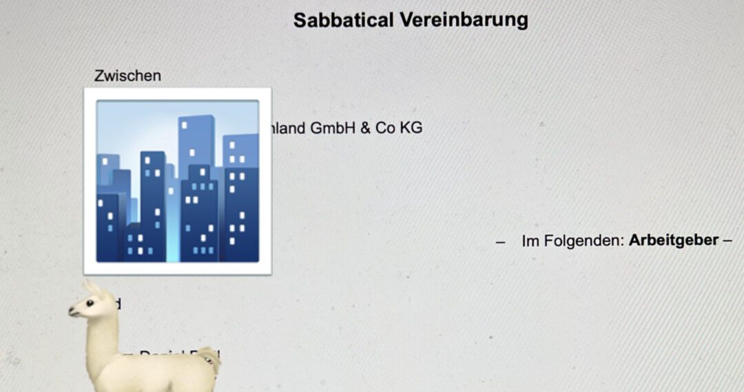 Scrennshot meiner Sabbatical Vereinbarung